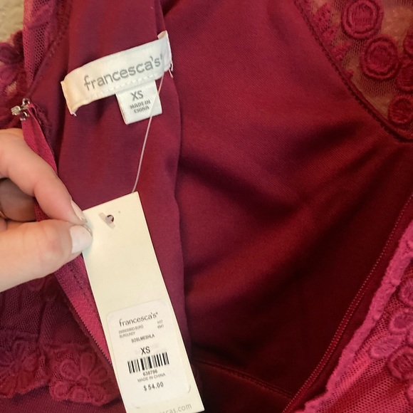 Francesca’s High-Lo Red Dress with Netting and Lace Detail - Picture 5 of 5